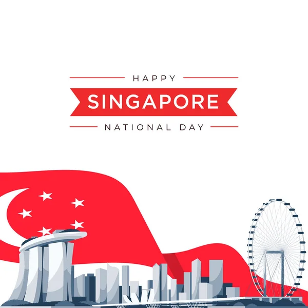 Illustrazione Vettoriale Agosto Giorno Dell Indipendenza Singapore Città Stato Singapore — Vettoriale Stock