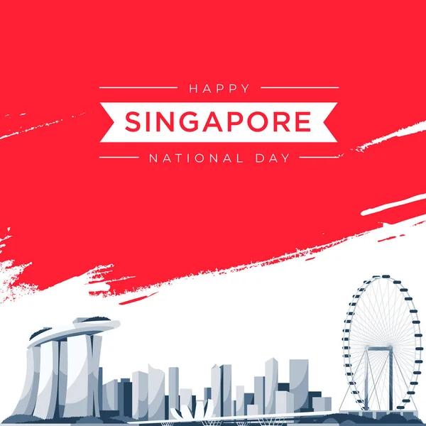 Vektor Illustration Augusti Singapores Självständighetsdag Singapores Nationaldag Firande Republik Grafik — Stock vektor