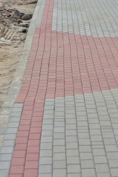 Bauma Concrete Paving Stone Pedestrian Walkway Construction White — Stock Photo, Image