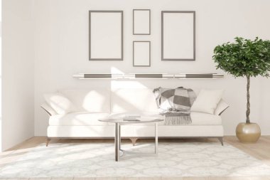 Modern iç tasarım. 3d illüstrasyon