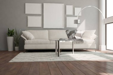 Modern iç tasarım. 3d illüstrasyon