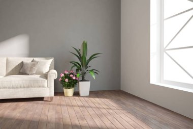 Modern iç tasarım. 3d illüstrasyon