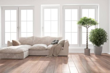 Modern iç tasarım. 3d illüstrasyon