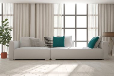 Modern iç tasarım. 3d illüstrasyon