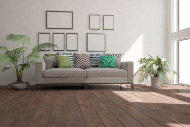 Modern iç tasarım. 3d illüstrasyon