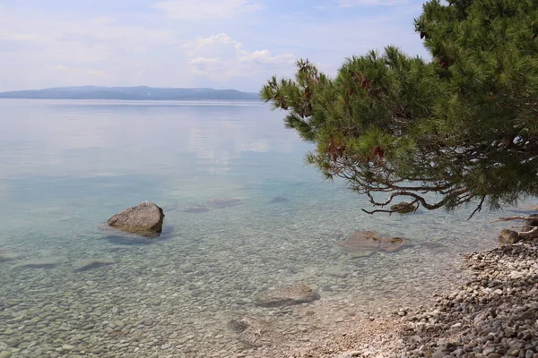 Laut Tenang Pantai Sebuah Pantai Yang Indah Tepi Laut Kroasia — Stok Foto