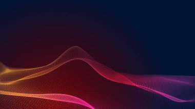 Nokta kırmızı mor dalga çizgisi açık renk gradyan koyu arkaplan. Soyut teknoloji büyük veri dijital arkaplanı. 3d oluşturma.