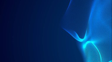 Nokta mavi dalga ışık ekran gradyan doku arkaplanı. Soyut teknoloji büyük veri dijital arkaplanı. 3d oluşturma.