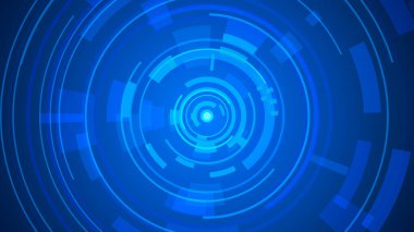 Daire mavi teknoloji yüksek teknoloji karanlık arka plan. Soyut grafik dijital gelecek konsept tasarımı.