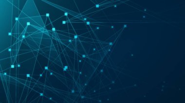 Teknoloji geçmişine sahip soyut mavi çokgen teknoloji ağı. Soyut noktalar ve satır dokusu arka planı. 3d oluşturma.