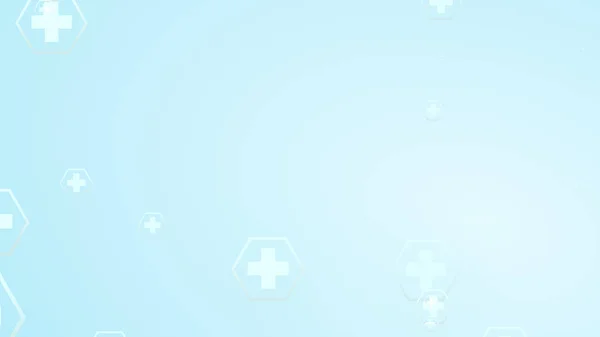 青い背景に明るい幾何学的な白いパターンの医療を横断六角形 グラフィックデザイン技術と科学の概念 — ストック写真