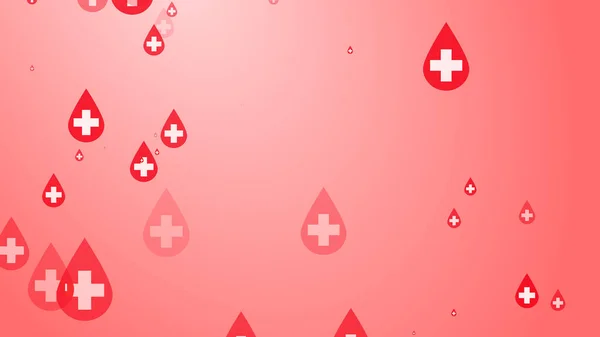 赤い血滴のパターンの背景に白い医療健康を横断する 世界献血者デーのための要約医療 — ストック写真