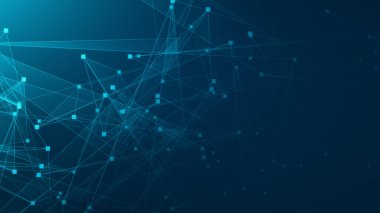 Teknoloji geçmişine sahip soyut mavi çokgen teknoloji ağı. Soyut noktalar ve satır dokusu arka planı. 3d oluşturma.