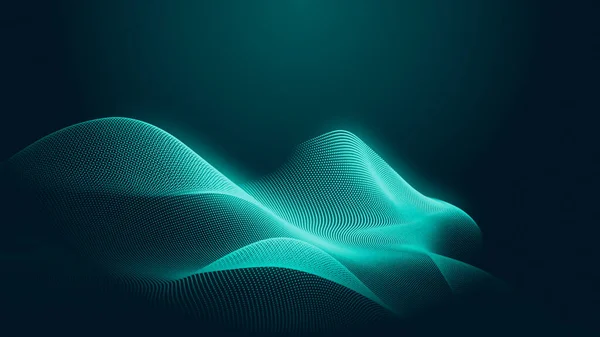 Dot green wave light screen gradient texture background. Abstract  technology big data digital background. 3d rendering.