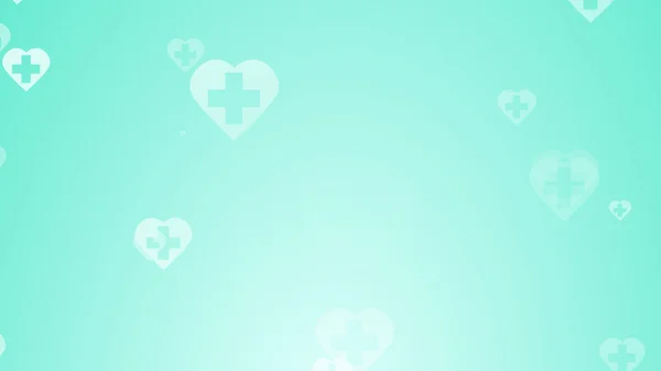 Medicinsk Hälsa Grön Blå Kors Hjärtan Mönster Bakgrund Abstrakt Hälso — Stockfoto