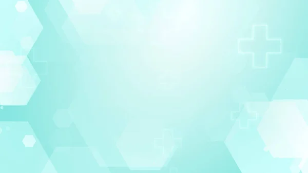 Hexagon Kereszt Geometrikus Kék Zöld Minta Orvosi Fényes Háttér Absztrakt — Stock Fotó