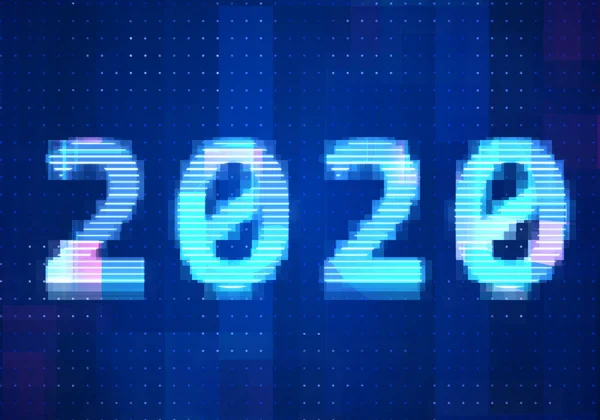 2020 Vision New Year Technology Blue Background Abstract Digital Machine — Stock Photo, Image