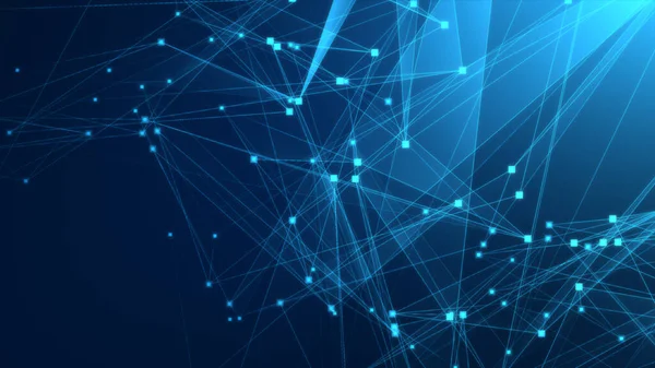 Teknoloji geçmişine sahip soyut mavi çokgen teknoloji ağı. Soyut noktalar ve satır dokusu arka planı. 3d oluşturma.