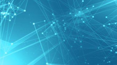 Teknoloji geçmişine sahip soyut mavi çokgen teknoloji ağı. Soyut noktalar ve satır dokusu arka planı. 3d oluşturma.