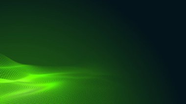 Nokta yeşil dalga ışık ekran gradyan dokusu koyu arkaplan. Soyut teknoloji büyük veri dijital arkaplanı. 3d oluşturma.
