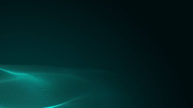 Nokta yeşil dalga ışık ekran gradyan doku arka planı. Soyut teknoloji büyük veri dijital arkaplanı. 3d oluşturma.