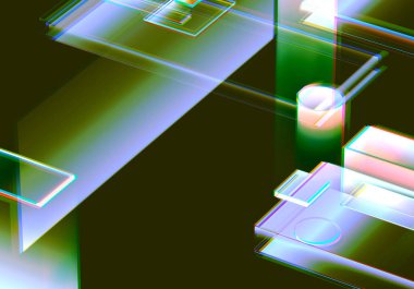 Verilerin 3 boyutlu görselleştirilmesi ve teknik arızalar. Soyut teknoloji yeniliği gelecekteki dijital arka plan. 3d oluşturma.