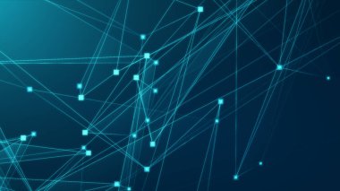Teknoloji geçmişine sahip soyut mavi çokgen teknoloji ağı. Soyut noktalar ve satır dokusu arka planı. 3d oluşturma.