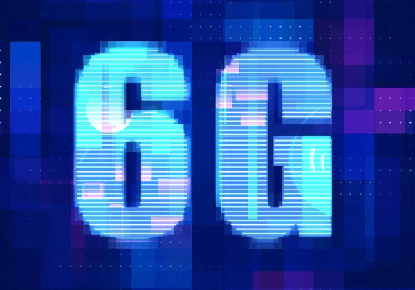 6G Network Internet Mobile icon technology blue background. Abstract digital machine learning with digital future design concept.