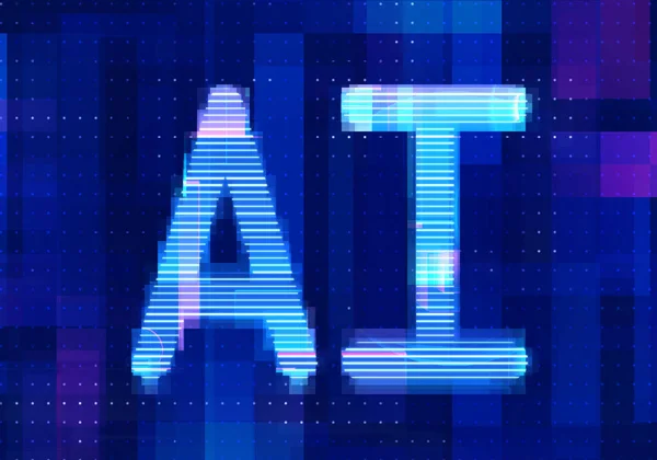 Ícone Inteligência Artificial Tecnologia Fundo Azul Aprendizado Digital Abstrato Máquina — Fotografia de Stock