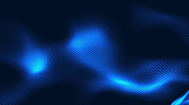 Nokta beyaz dalga ışık ekran gradyan doku arkaplanı. Soyut teknoloji büyük veri dijital arkaplanı. 3d oluşturma.