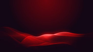 Nokta kırmızı mor dalga çizgisi açık renk gradyan koyu arkaplan. Soyut teknoloji büyük veri dijital arkaplanı. 3d oluşturma.