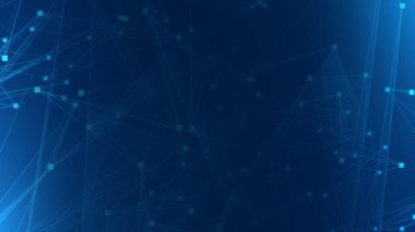 Teknoloji geçmişine sahip soyut mavi çokgen teknoloji ağı. Soyut noktalar ve satır dokusu arka planı. 3d oluşturma.