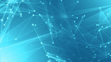 Teknoloji geçmişine sahip soyut mavi çokgen teknoloji ağı. Soyut noktalar ve satır dokusu arka planı. 3d oluşturma.