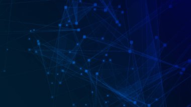 Teknoloji geçmişine sahip soyut mavi çokgen teknoloji ağı. Soyut noktalar ve satır dokusu arka planı. 3d oluşturma.