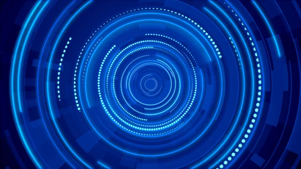 Circle blue neon light technology Hi-tech dark background. Abstract graphic digital future concept design.