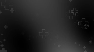 Tıbbi sağlık haçı siyah arkaplanda neon ışığı şekilleri oluşturur. Koronavirüslü soyut sağlık hizmetleri ölüm vakası kavramını etkiledi.