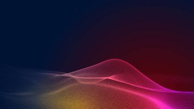 Nokta kırmızı mor dalga çizgisi açık renk gradyan koyu arkaplan. Soyut teknoloji büyük veri dijital arkaplanı. 3d oluşturma.