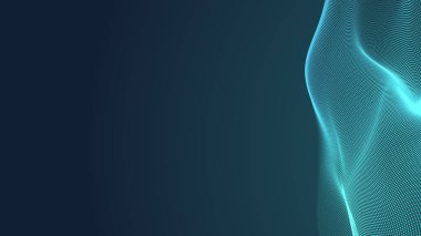 Nokta yeşil dalga ışık ekran gradyan doku arka planı. Soyut teknoloji büyük veri dijital arkaplanı. 3d oluşturma.