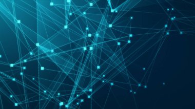 Teknoloji geçmişine sahip soyut mavi çokgen teknoloji ağı. Soyut noktalar ve satır dokusu arka planı. 3d oluşturma.