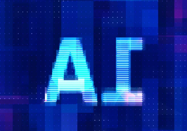 Intelligenza Artificiale Icona Tecnologia Sfondo Blu Apprendimento Automatico Digitale Astratto — Foto Stock