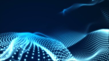 Nokta mavi dalga ışık ekran gradyan doku arkaplanı. Soyut teknoloji büyük veri dijital arkaplanı. 3d oluşturma.