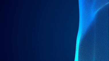 Nokta mavi dalga ışık ekran gradyan doku arkaplanı. Soyut teknoloji büyük veri dijital arkaplanı. 3d oluşturma.
