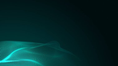 Nokta yeşil dalga ışık ekran gradyan doku arka planı. Soyut teknoloji büyük veri dijital arkaplanı. 3d oluşturma.