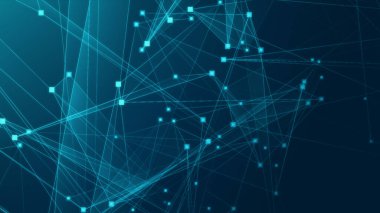 Teknoloji geçmişine sahip soyut mavi çokgen teknoloji ağı. Soyut noktalar ve satır dokusu arka planı. 3d oluşturma.