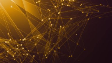 Teknoloji geçmişine sahip soyut turuncu çokgen teknoloji ağı. Soyut noktalar ve satır dokusu arka planı. 3d oluşturma.