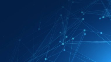 Teknoloji geçmişine sahip soyut mavi çokgen teknoloji ağı. Soyut noktalar ve satır dokusu arka planı. 3d oluşturma.