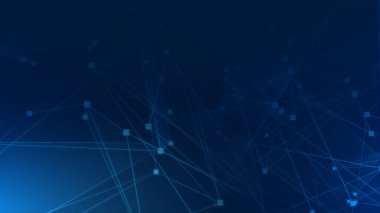 Teknoloji geçmişine sahip soyut mavi çokgen teknoloji ağı. Soyut noktalar ve satır dokusu arka planı. 3d oluşturma.