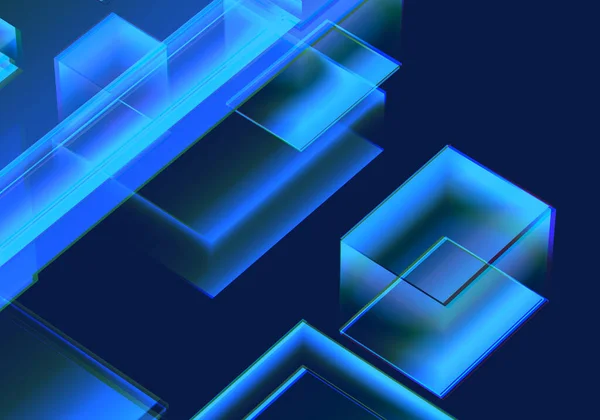 Киберсиний Изометрический Неоновый Городской Фон Виртуальной Реальности Абстрактные Технологии Инновации — стоковое фото