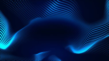 Nokta beyaz dalga ışık ekran gradyan doku arkaplanı. Soyut teknoloji büyük veri dijital arkaplanı. 3d oluşturma.