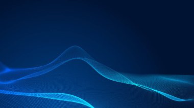 Nokta mavi dalga ışık ekran gradyan doku arkaplanı. Soyut teknoloji büyük veri dijital arkaplanı. 3d oluşturma.